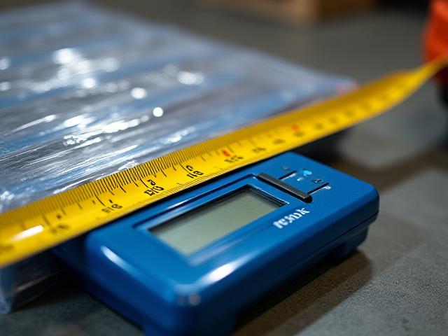 Close-up of a freight scale and measuring tape, illustrating the precision of freight classification.