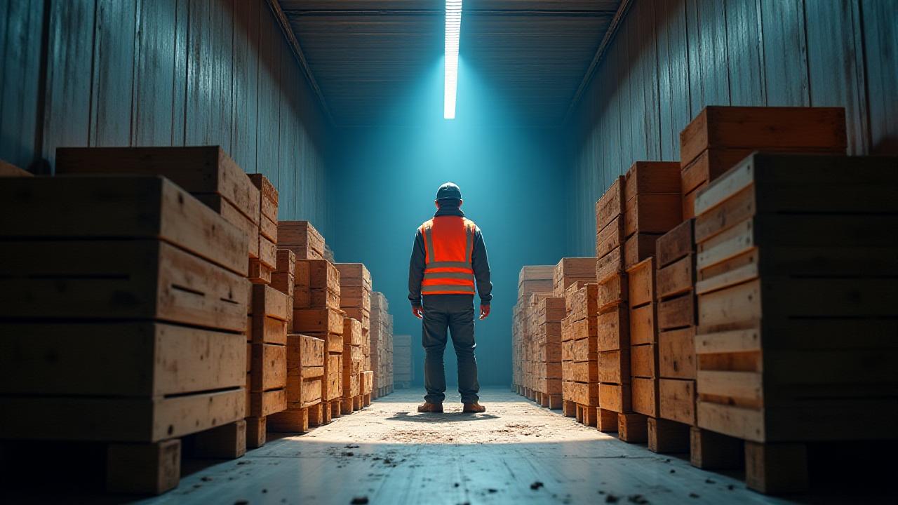 Logistics professional expertly arranging LTL freight in a modern trailer for consolidation.