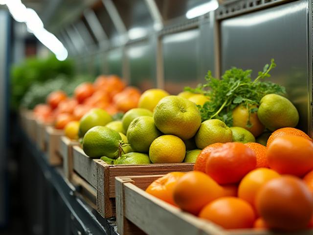Fresh agricultural produce being loaded into a refrigerated trailer