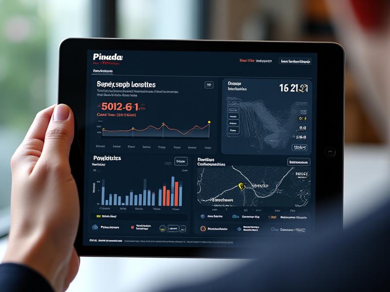 Mock-up of Pinada's logistics dashboard showing real-time trailer metrics